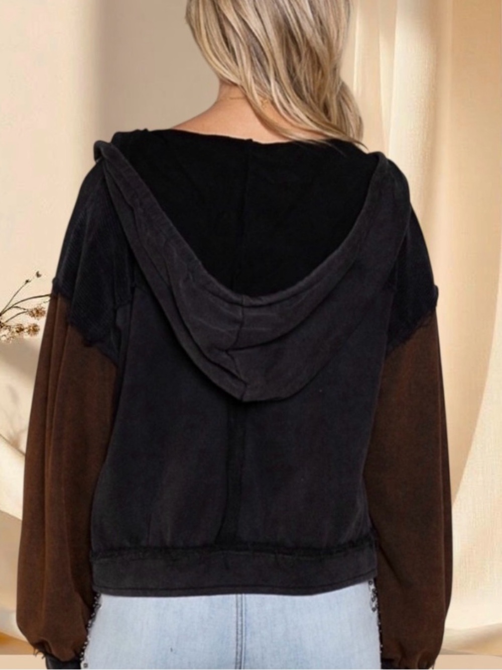 POL Black Brown Colorblock Zip Hoodie - Picture 3 of 5